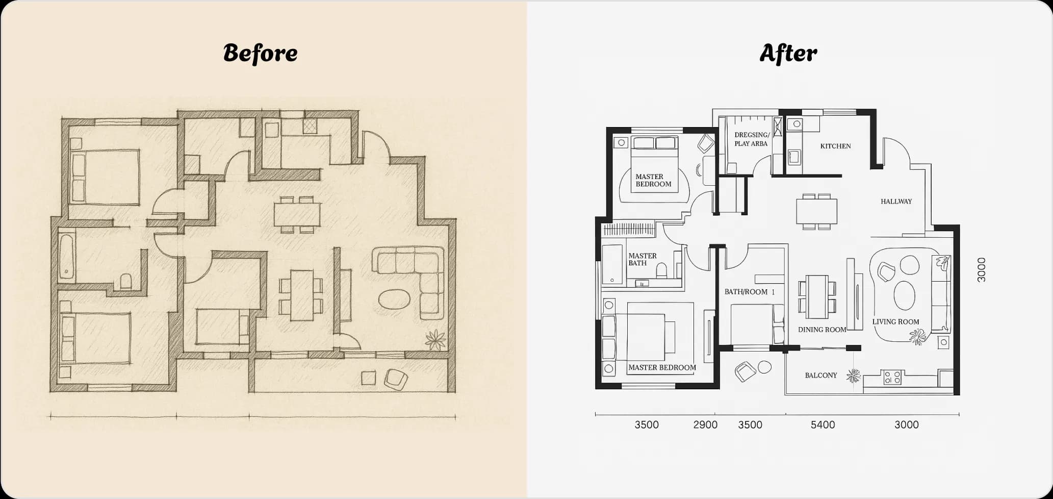 Space planning layout generation example